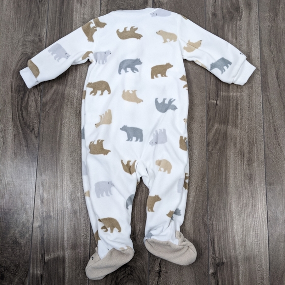 Carter's Fleece Onesie Sleeper 6 month Bear Print - Picture 2 of 8